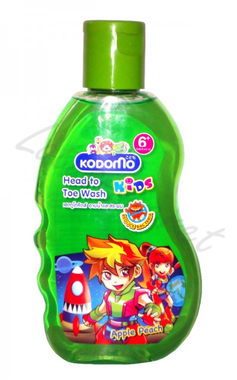 Средство для мытья "От макушки до пяточек" Яблочно-персиковое Lion Kodomo Kids Head to Toe Wash Apple Peach