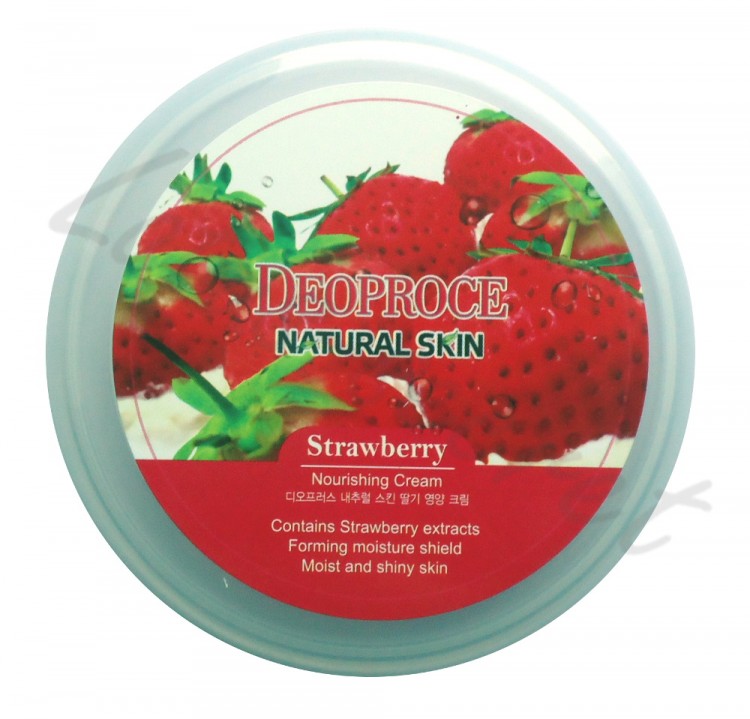 Питательный крем для лица и тела с экстрактом клубники Deoproce Natural Skin Strawberry Nourishing Cream, 100 г 