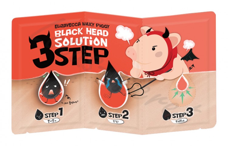 Набор для удаления черных точек Elizavecca Black Head Solution 3 Step Nose Strip