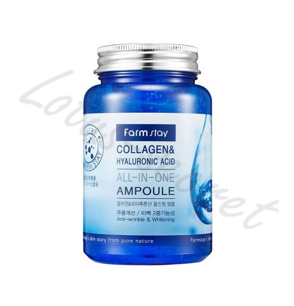 Сыворотка ампульная с коллагеном и гиалуроновой кислотой FarmStay Collagen & Hyaluronic Acid All-in-one Ampoule