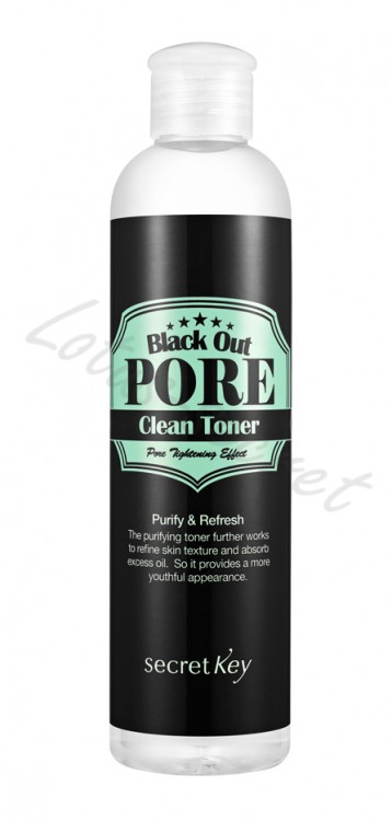 Тонер с древесным углем для очищения и сужения пор Secret Key Black Out Pore Clean Toner