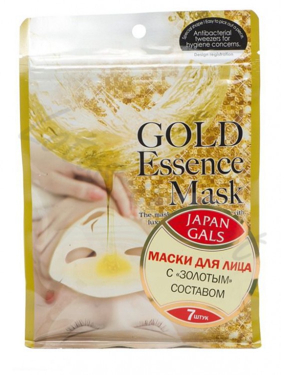 Маски для лица с "золотым" составом Gold Essence Mask Japan Gals, 7 шт.
