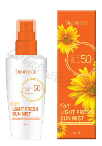 Мист для лица и тела солнцезащитный освежающий Deoproce Easy Light Fresh Sun Mist SPF50+